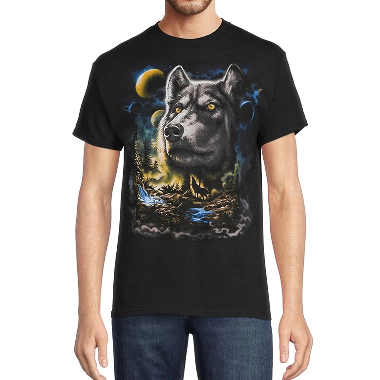 Men’s & Big Men’s Wolf Night Graphic T Shirt