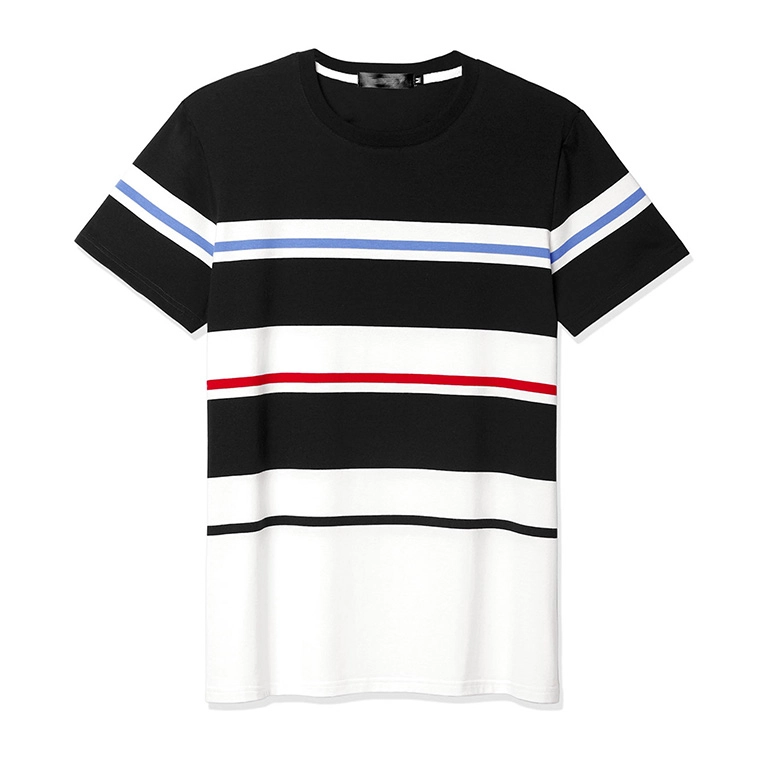 Men’s Color Block Striped Crew Neck T Shirt