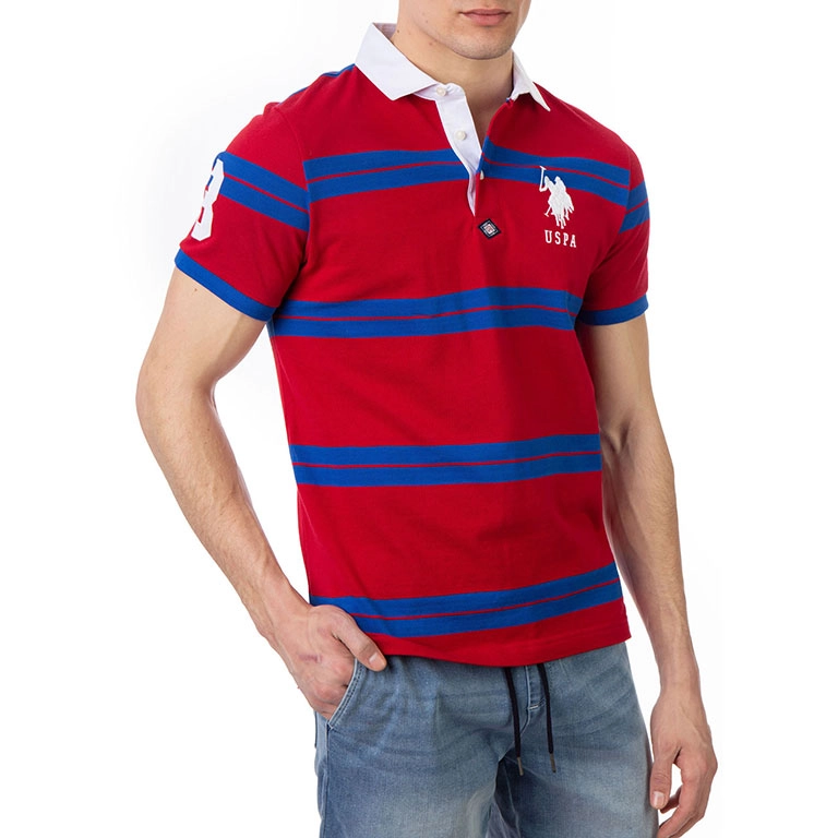 Men’s Rugby Stripe Pique Polo Shirt