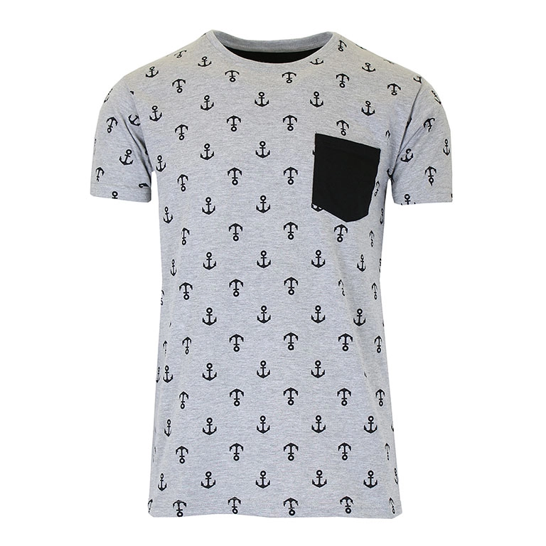 Men’s Slim Fitting Short Sleeve Printed Tee With Chest Pocket