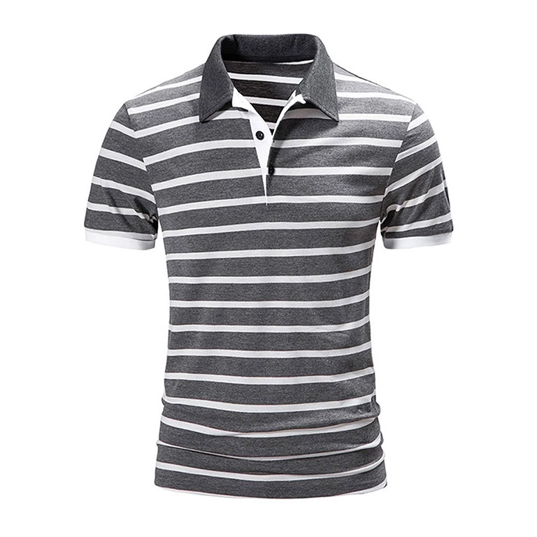 Mens Work Short Sleeve Striped Polo T Shirt Summer Casual Slim Fit Tops Sports Tee