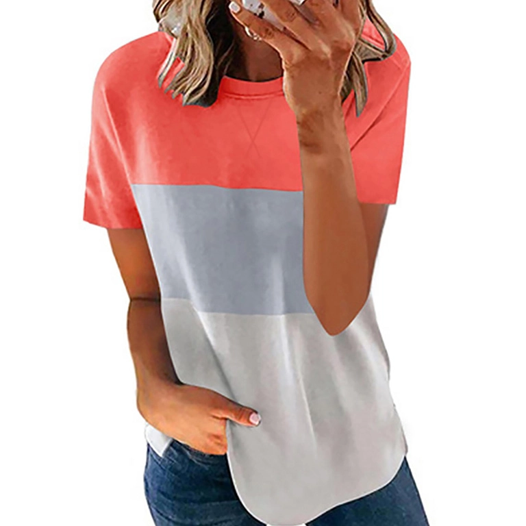 Women Round Neck Short Sleeve T Shirt Tunic Loose Pullover Tops